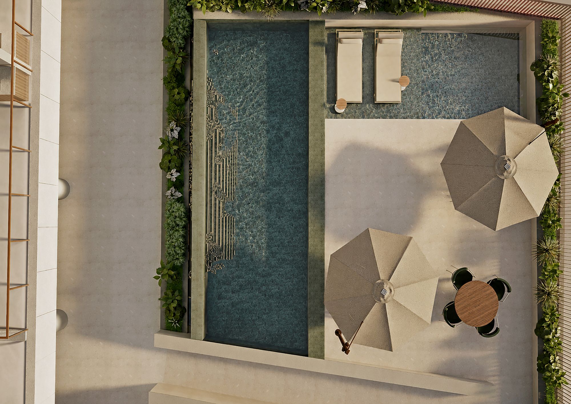 Piscina adulto e infantil do Fiore com deck e espreguiçadeiras